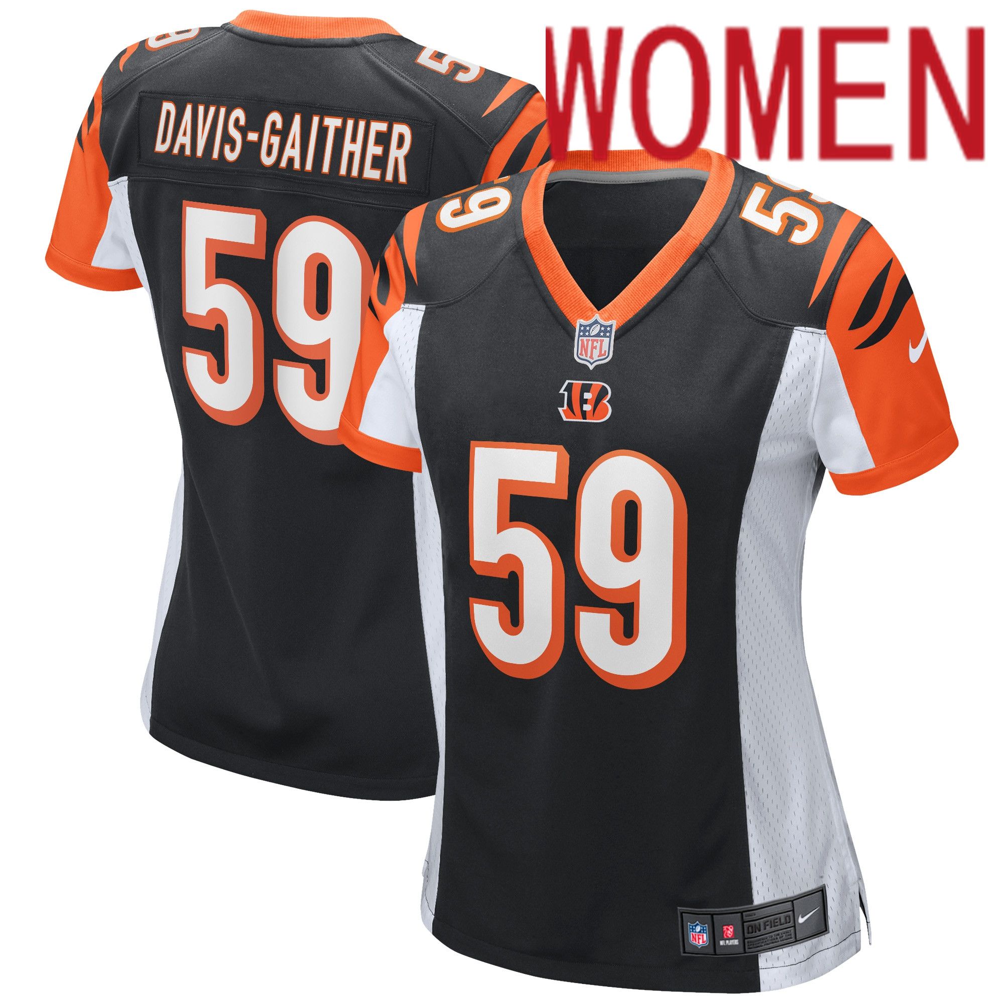 Women Cincinnati Bengals #59 Akeem Davis-Gaither Nike Black Game NFL Jersey->women nfl jersey->Women Jersey